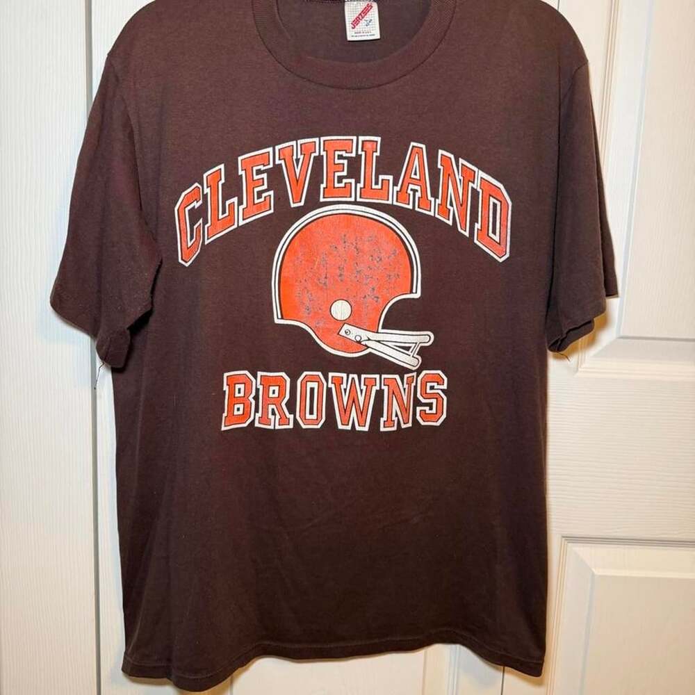 Vintage Jerzees Cleveland Browns NFL T-Shirt Brown Large Single Stitch Made in U